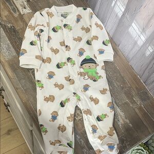 Child of Mine White and Brown Monkey Footie